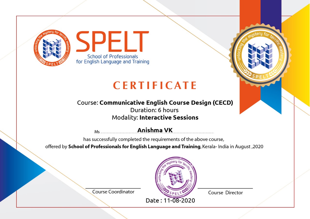 Sample e-certificate